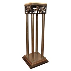 Art Deco Pedestal aus Stahl und Schmiedeeisen