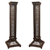 Pair of Tall Art Deco Wrought Iron Pedestals