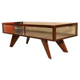 Vladimir Kagan walnut and glass Vitrine Coffee Table