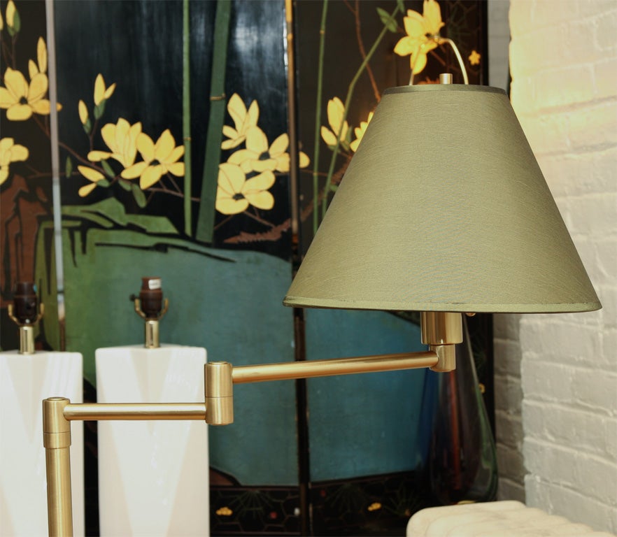 American Pair of Nessen Adjustable Swing Arm Floor Lamps