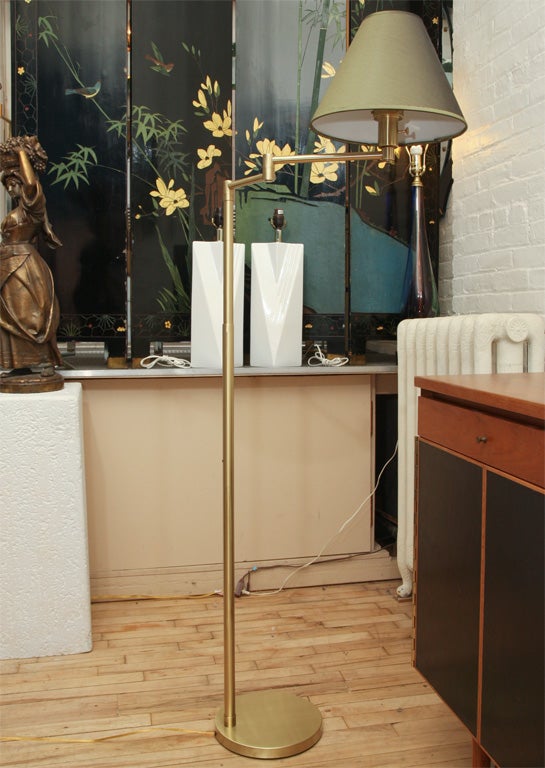 Brass Pair of Nessen Adjustable Swing Arm Floor Lamps