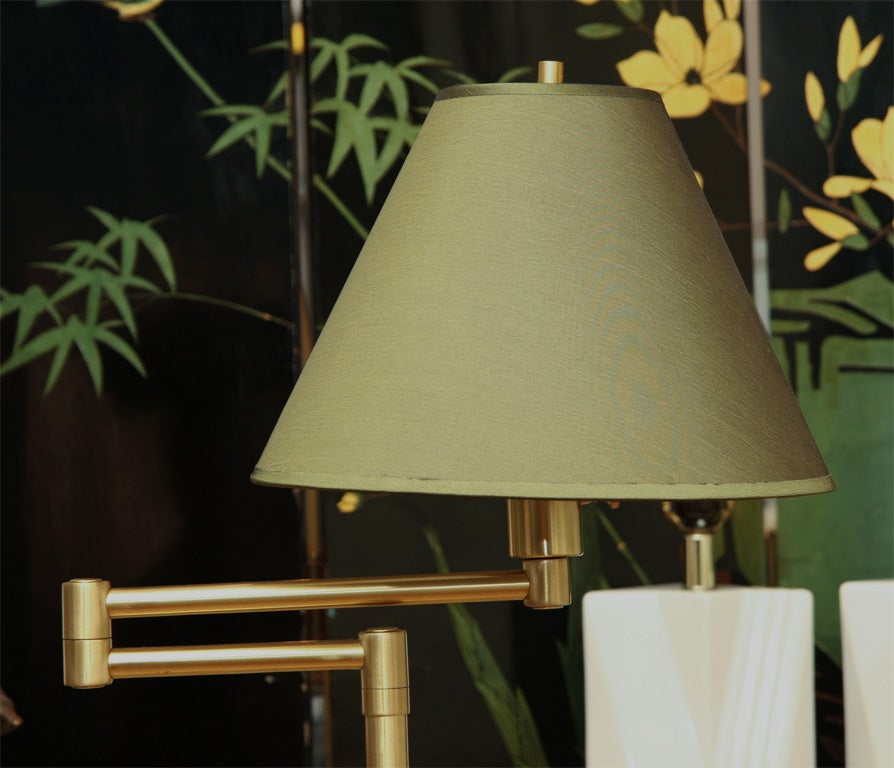 Pair of Nessen Adjustable Swing Arm Floor Lamps 1
