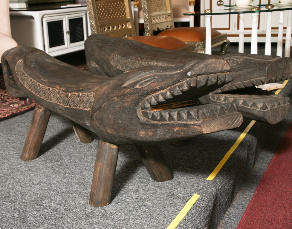 crocodile bench wooden indonesia