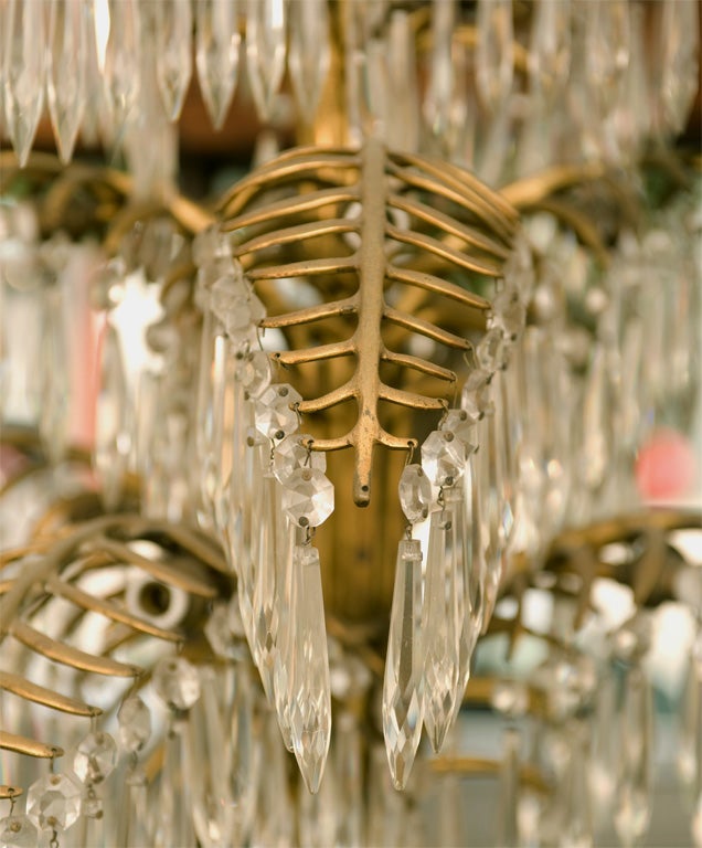 Austrian Joseph Hoffmann crystal and gilded bronze chandelier