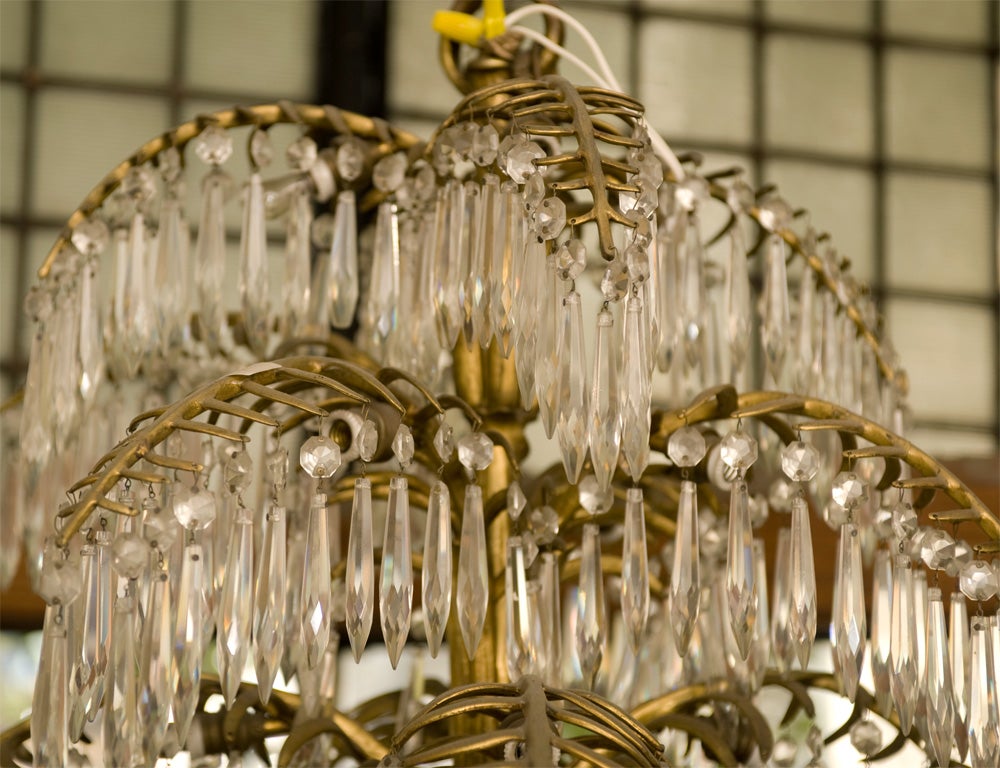 20th Century Joseph Hoffmann crystal and gilded bronze chandelier