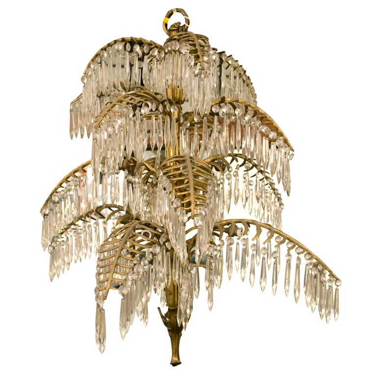 Joseph Hoffmann crystal and gilded bronze chandelier