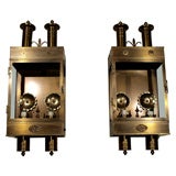Pair antique French brass coach lights.
