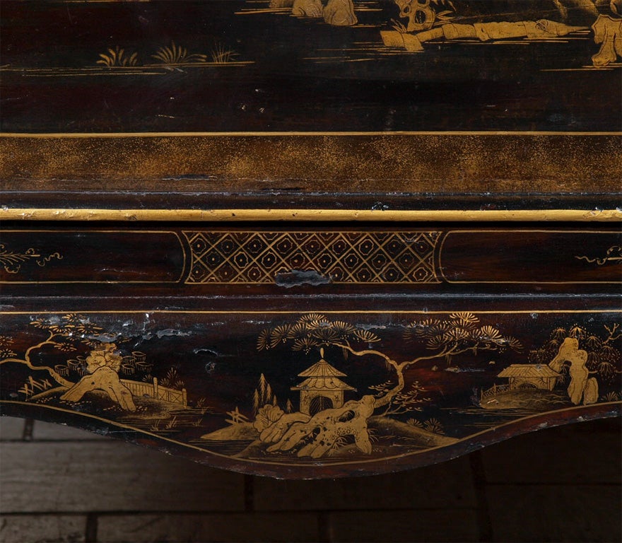 English Rare 18th century Queen Anne lacquer chest on stand