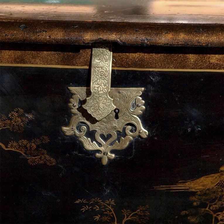 Lacquer Rare 18th century Queen Anne lacquer chest on stand