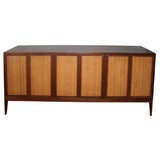 Oiled Walnut Damish Sideboard With Caned Doors.