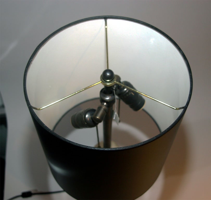 Mid-20th Century Pair Of Pale Camel Plaster Urn Lamps on Tripod Wire Bases