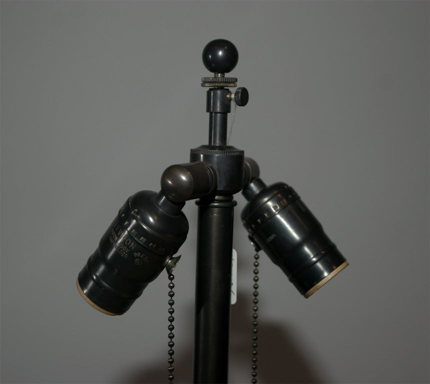 Pair Of Pale Camel Plaster Urn Lamps on Tripod Wire Bases 3