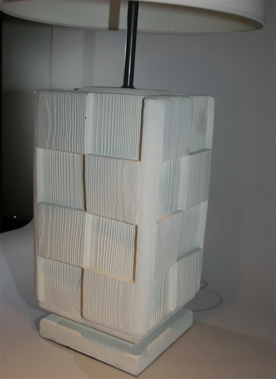 Pair of Large Sculptural Plaster " Brutalist" Lamps