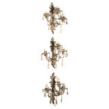 19c French Set of Tole and Crystal Appliques
