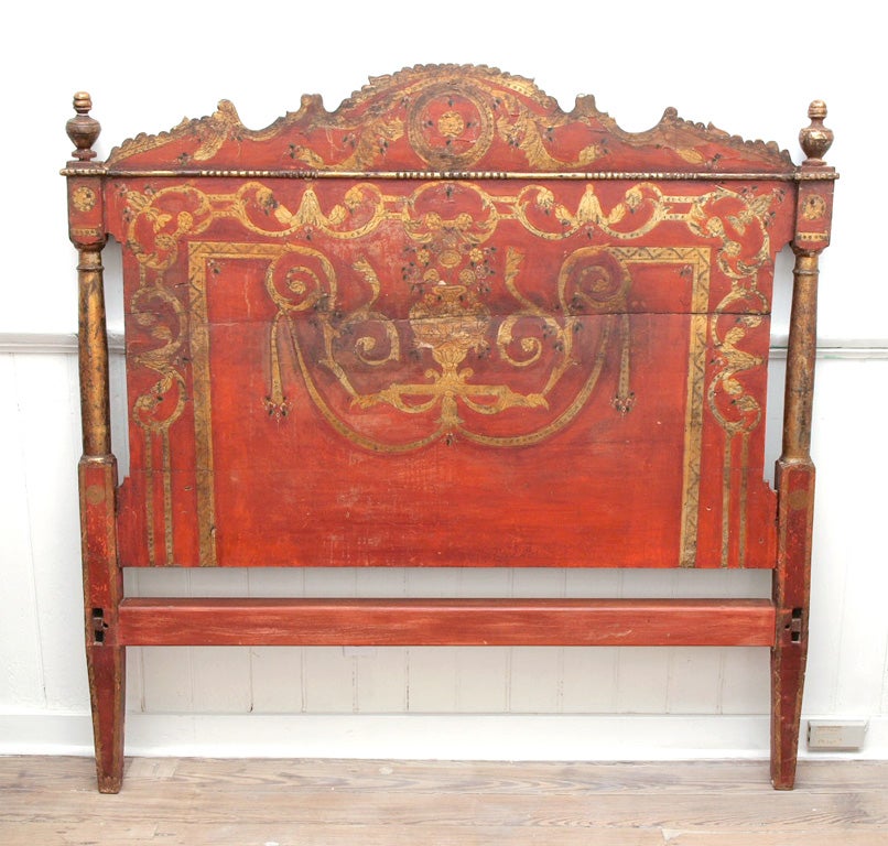 Painted and gilded Italian bed.