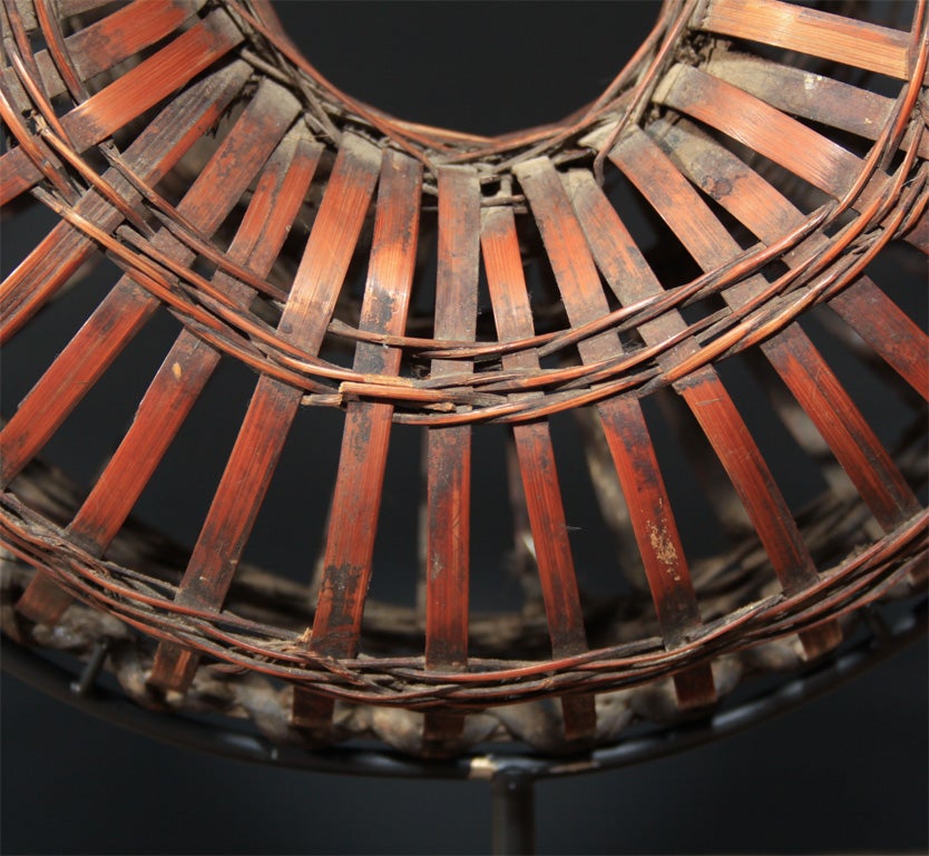 Mid-20th Century Chinese Woven Bamboo Basket For Sale