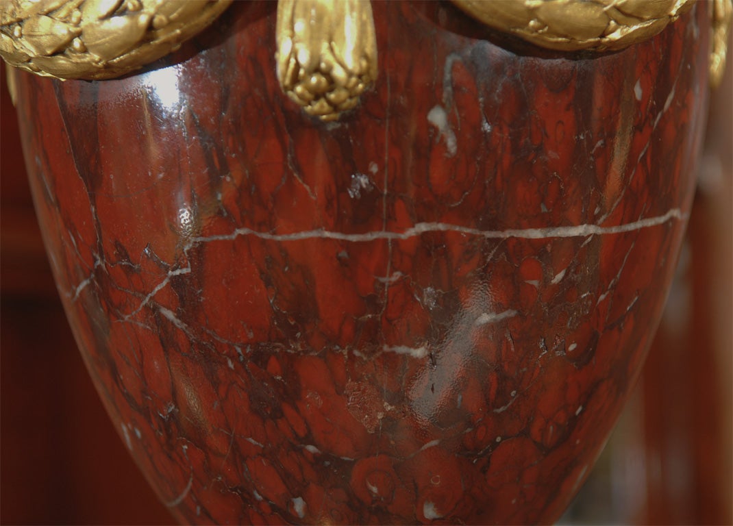 Pair 19th Century marble and bronze dore rams head urns 3