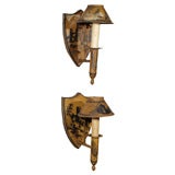 Pair French Painted Tole Sconces
