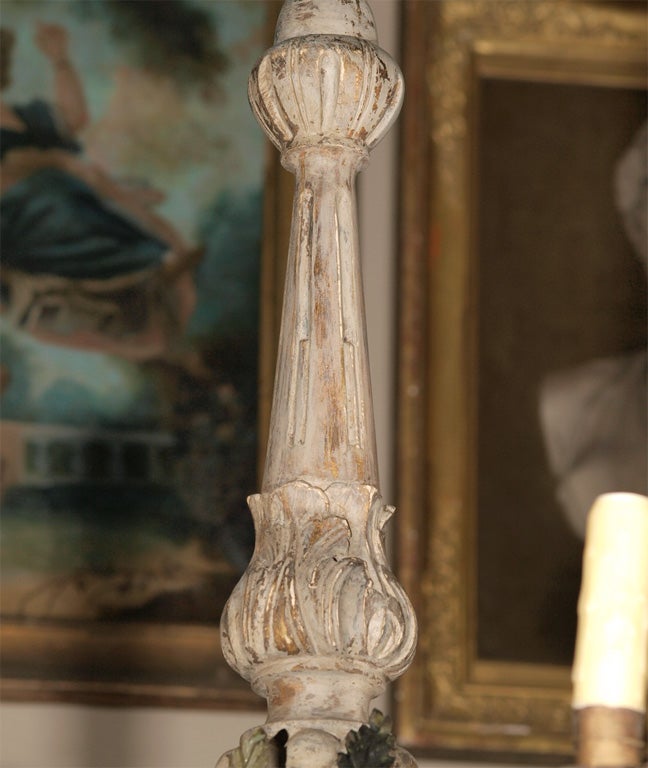 Painted Wood and Tole Chandelier