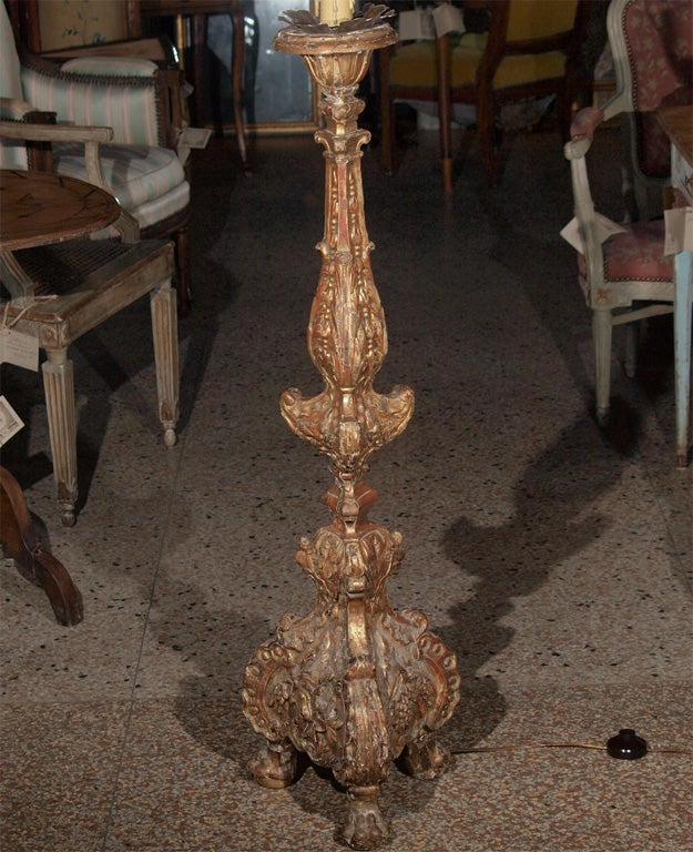 Gilt Altar Candlestick Floor Lamp