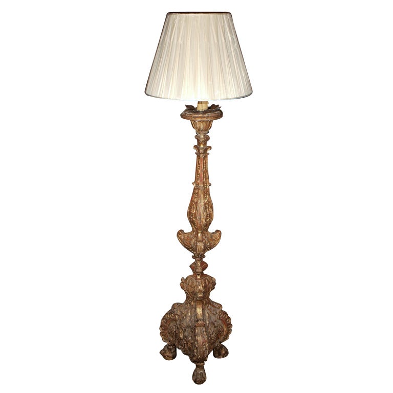 Gilt Altar Candlestick Floor Lamp For Sale at 1stDibs