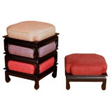 4 Vintage stacking stools  MAUVE & BEIGE SOLD