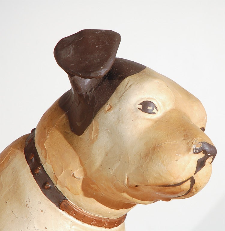 This is the earliest version of the RCA Nipper dog.  Papier mache with original paint surface.