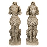 Pair Carved Limestone Poodles