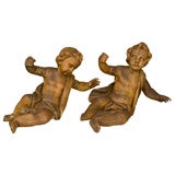 Pair Carved Putti