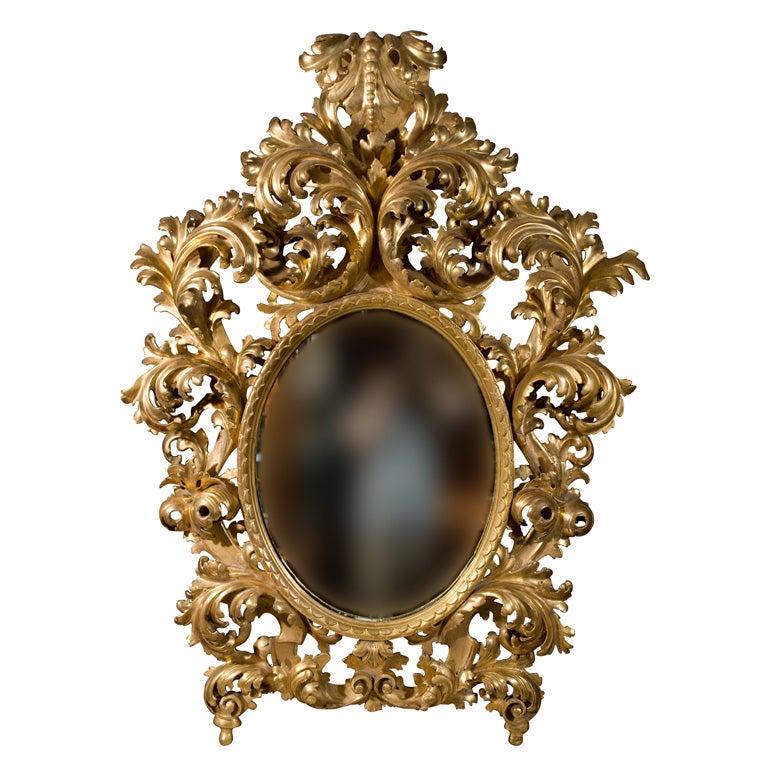 19th Century Rococo Carved Giltwood  Mirror
