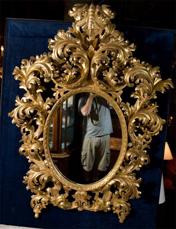 Italian 19th Century Rococo Carved Giltwood  Mirror