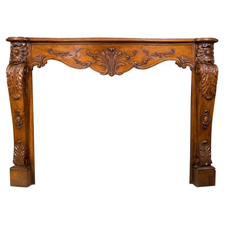 Louis XV Style Carved Fireplace Mantle For Sale