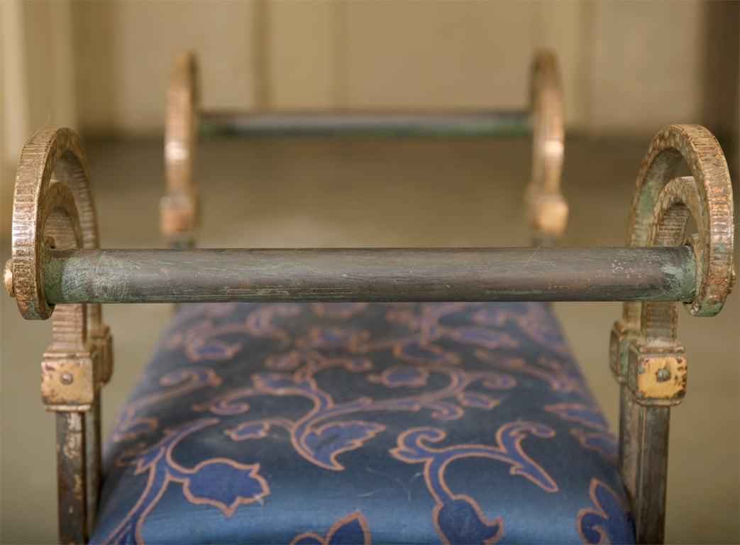 Pr. Classical wrought iron and Bronze Benches