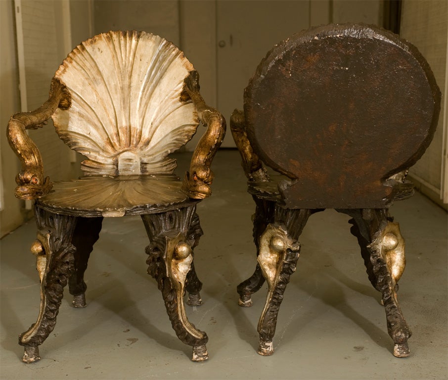 Italian 19th Century Venetian Grotto Arm Chairs