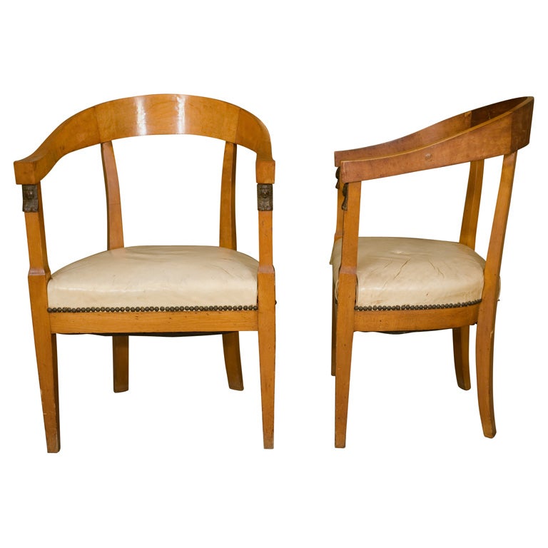 Pr. 19th Century Biedermeier Arm Chairs For Sale