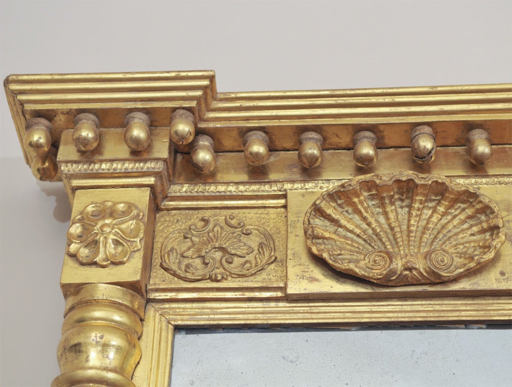 Hand-Crafted Magnificent Federal Period Water-Gilded Pier Mirror For Sale