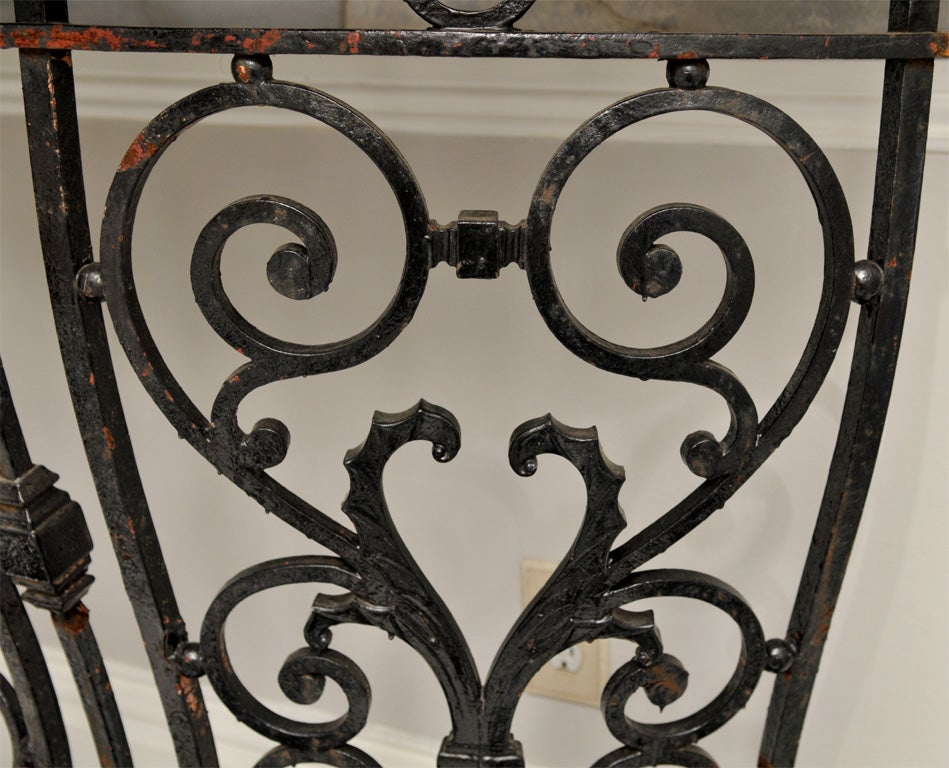 19th Century 19th C English Marble and Wrought Iron Curved Console Table