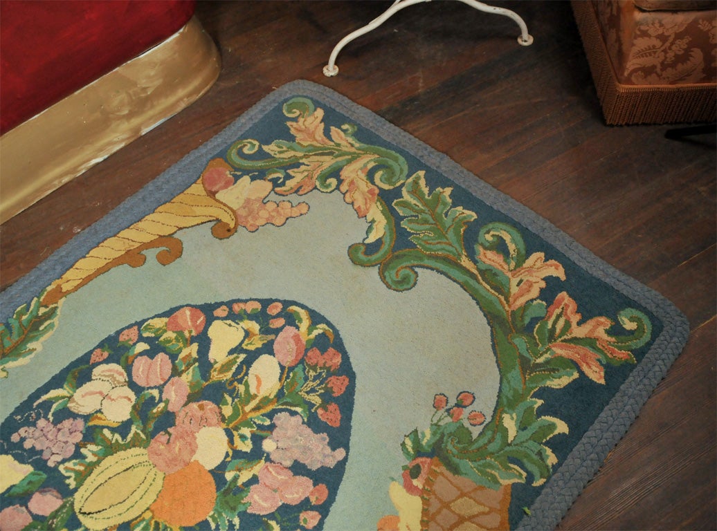 Mid-20th Century Handmade American Hooked Rug For Sale