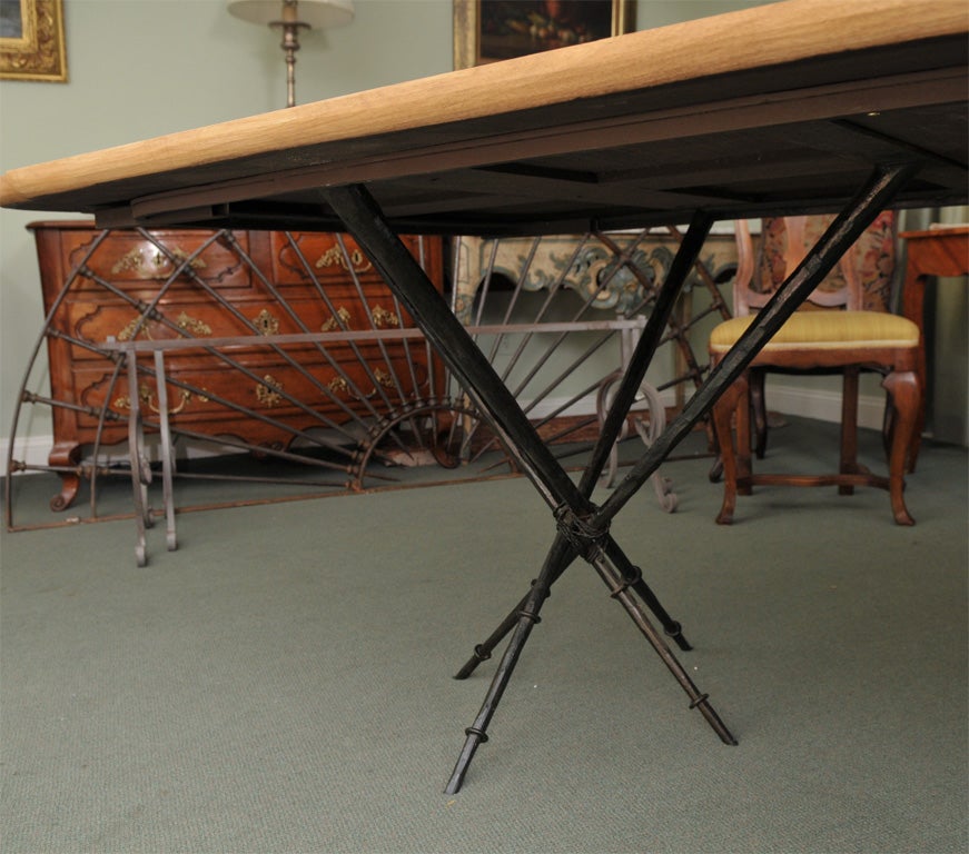 Wrought Iron Parquet Dining Table with Iron Base