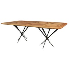 Parquet Dining Table with Iron Base