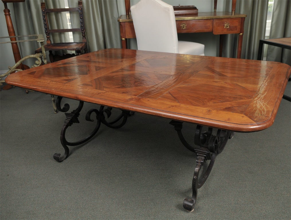 Artisan Made Antique Walnut Parquet Low Table In Excellent Condition For Sale In Westport, CT