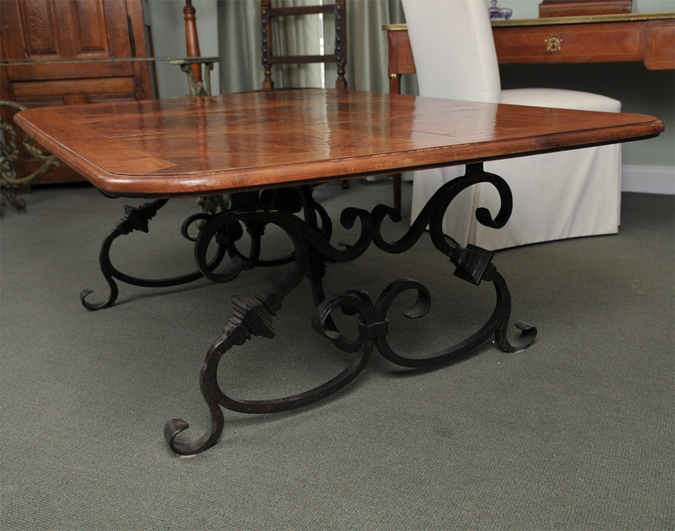 20th Century Artisan Made Antique Walnut Parquet Low Table For Sale