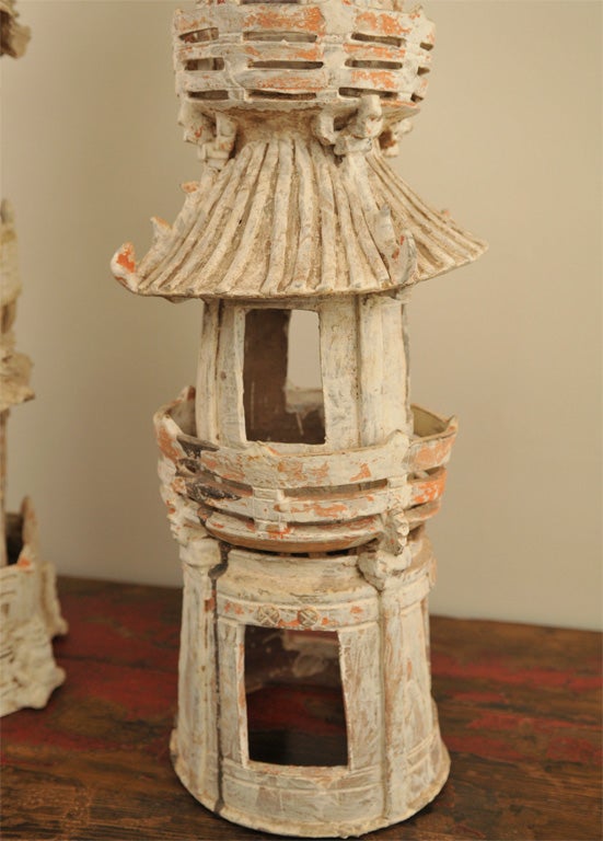 Pair of Ancient Chinese Ceramic Towers, Rare and Beautiful 4