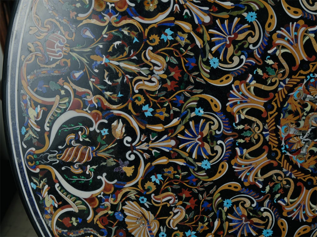 Plateau Pietra Dura Avec Socle – 13 Cm, Objet Déco Authentique D'occasion