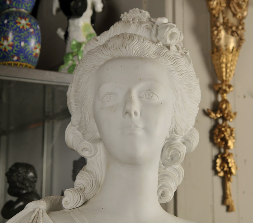 French Sevres Bisque Bust Of Marie Anoinette