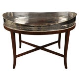 SHEFFIELD  GALLERIED OVAL TRAY ON STAND