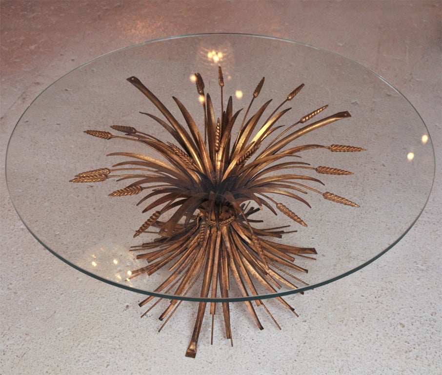 Sheaf Of Wheat Coffee Table with original gold leaf finish and glass top