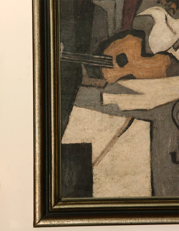 French Cubist Painting Depicting a Guitar For Sale