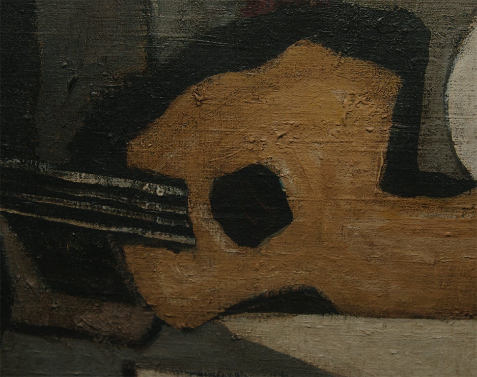 Cubist Painting Depicting a Guitar For Sale 3