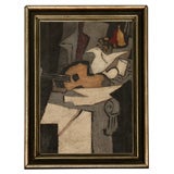 Cubist Painting Depicting a Guitar